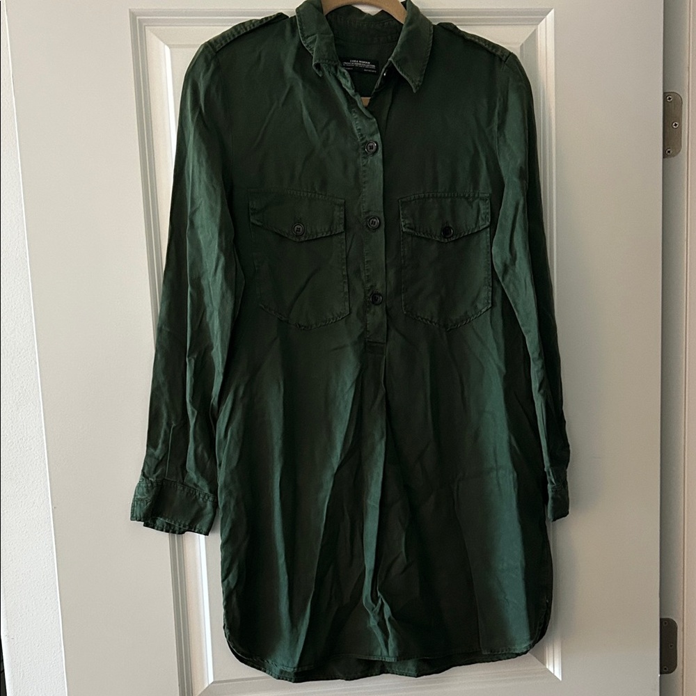 Green Button-Up Shirtdress
